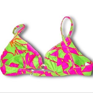 70’s Neon Green & Pink Bikini Top